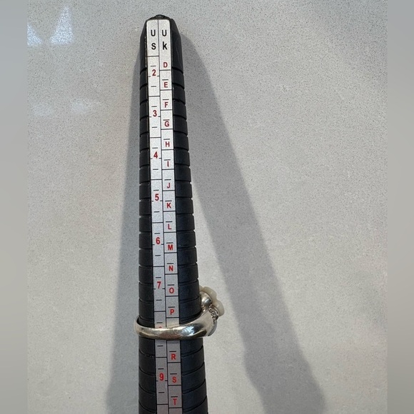 Artisan Sterling Silver Mother-of-Pearl & Turquoise Flower Statement Ring Size 8 - Picture 13 of 13